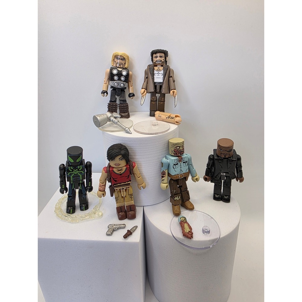 Marvel Minimates Figure Lot Wolverine Thor Nick Fury Spider-Man Zombie 6pc
